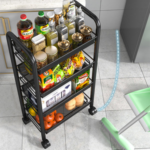 Storage Cart 4 Tier Metal Mesh Rolling Cart Kitchen Storage Rack With Wheels For Organizing Food And Utensils - Product Image 3