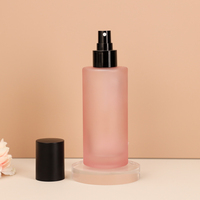 Flacon pulvérisateur à fine brume en verre à épaule plate de 150 ml, rose givré, imprimé sur mesure, pour parfum, toner, hydratant, emballage