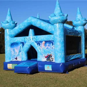 Atacado elsa castelo insuflável-Casa de pular inflável elsa princesa, tema bouncy house frozen azul para crianças