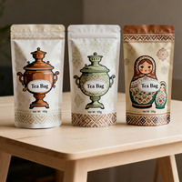 Sachet Doypack Personnalisé avec Logo d'Usine, en Papier Kraft Recyclable de Qualité Alimentaire, avec Fermeture Éclair, pour Thé et Café, Vente en Gros