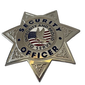 Insignia de Seguridad Metálica Personalizada de Fábrica, Diseño de Bandera Americana y Águila, Insignia de Seguridad Estrella - Product Image 1