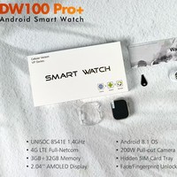 DW100 Pro Plus Montre Connectée Android 4G avec Appareil Photo, Déverrouillage par Empreinte Digitale, Ultra DW100pro+ Smartwatch 3+32G Mémoire et Double Bouton Fonctionnel