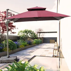 Parasol étanche en porte-à-faux suspendu avec manivelle parapluie balcon piscine café extérieur jardin banane parapluie