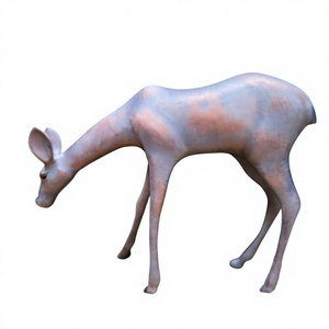 Escultura de ciervo de tamaño real con acabado en bronce, estatua decorativa de reno para jardín, decoración navideña para el hogar. - Product Image 1