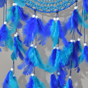 Nouveau style 2026 : <span class=keywords><strong>Attrape</strong></span>-rêves mural créatif tissé à la main, couleur bleue, plumes - Product Image 5