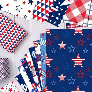 Papel de Regalo Personalizado para el 4 de Julio, Papel para Manualidades con Rayas Patrióticas, Paquete de Papel Recubierto de 15x15 cm para Álbumes de Recortes, Día de la Independencia Americana - Product Image 4