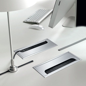 Aluminum Alloy Cable Management Box Rectangle With Brush For Office Desk Cable Tray Cover JNT 142 - Product Image 3