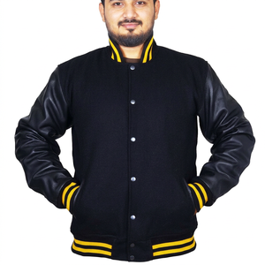 Best Wholesale Price <b>Men's</b> High Quality Varsity <b>Jacket</b> New Arrival Casual Plain Style <b>Long</b> Canvas Fabric Stand Trending Design - Product Image 1
