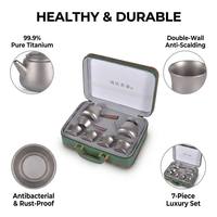 Ensemble de thé Kung Fu en titane pur à 99,9 %, haut de gamme, écologique, durable, portable, prêt à voyager, sac de transport, capacité de 300 ml, design moderne et luxueux