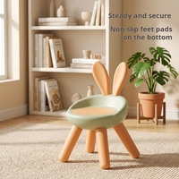 Chaise en plastique pour enfants avec un design mignon de lapin, coussin doux et son musical, siège ergonomique pour tout-petits avec sonnettes