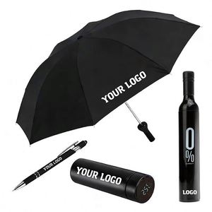 LC683 Customized Printing Logo Travel Rainy Sunny Umbrella Advertise Business Promotion Custom <b>Foldable</b> Wine <b>Bottle</b> Umbrellas - Product Image 1