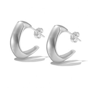 Dylam Personalized Unique Design 925 Sterling <b>Silver</b> Rhodium Plated C Shape Dainty <b>Stud</b> <b>Earrings</b> for Women Jewelry Jewellery - Product Image 1