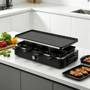 Grill à <span class=keywords><strong>raclette</strong></span> 1400W, grill électrique pour 8 personnes avec plaque en aluminium antiadhésive amovible, grill BBQ sans fumée pour l'intérieur, idéal pour les fêtes de famille - Product Image 4