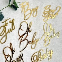 Décoration de gâteau en acrylique « Oh Baby » dorée pour la fête de naissance, décorations de gâteau pour garçon ou fille, premier anniversaire, révélation de sexe, accessoires de photomaton
