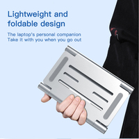 Support réglable pour tablette et ordinateur portable en alliage d'aluminium avec support stable et réglable en hauteur, portable, argenté