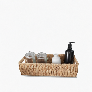 Cesta de Almacenamiento Moderna Tejida con Asa, Organizador de Mimbre de Jacinto de Agua, Ahorro de Espacio para Baño y Cocina - Product Image 1