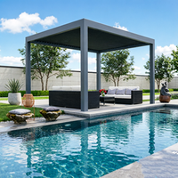 Pergola moderne multi-scènes en alliage d'aluminium thermolaqué avec toit à persiennes, stores vénitiens, anti-corrosion, pour jardin et terrasse