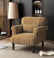 Fauteuil simple de style vintage, en bois massif rayé rétro, pour salon, maison d'hôtes, hôtel