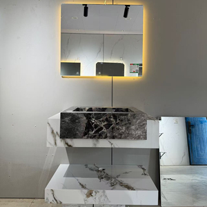 2025 sang trọng tùy chỉnh treo tường thiêu kết phòng tắm đá Vanity hiện đại sáng tạo Rock Slate tủ phòng tắm Gương thông minh - Product Image 5