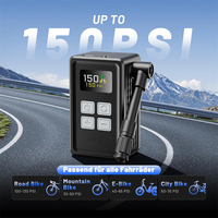 150PSI ABS Presta Schrader Valve Route VTT Vélo Mini Gonfleur De Pneu Électrique Automatique Minuscule Affichage Numérique Pompe À Air