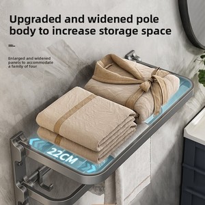<span class=keywords><strong>Porte</strong></span>-serviettes de salle de bain, <span class=keywords><strong>ventouse</strong></span> de fixation sans perçage, support de <span class=keywords><strong>serviette</strong></span>, crochet d'organisation, étagère murale flottante, ensemble de rangement - Product Image 3
