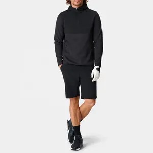 New Arrivals 1/4 Zip Pullover Golf Polyester Spandex Black Lightweight Slim FIt Sports Golf Hoodie For Men