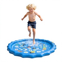 Tapis de pulvérisation d'eau gonflable extra-large en PVC, nouveau design à franges, sur le thème du dauphin, piscine à pagaie bicolore, arroseur de pelouse