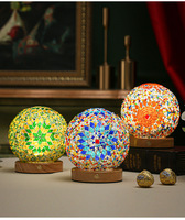 Personnalisé USB 3D Saturne Lune Lumière Rétro Bohème Style Décoration Maison Cadeau Coloré Verre Boîte de Nuit Lumière Batterie pour Salon