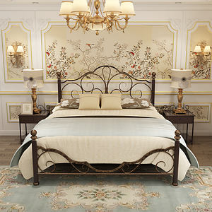 Vintage European <strong>Metal</strong> Bed Frame - 1.5m/1.8m (Full/Queen), Heavy-Duty Luxe Design - Product Image 1