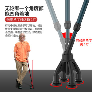 ไม้เท้าคาร์บอนไฟเบอร์ Sivir แบบสี่ขา ยืดหดได้ กันลื่น สำหรับผู้สูงอายุ - Product Image 1
