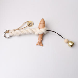 Neue Glücks münze Holz Fisch geformte Baumwolle Seil Knoten Holz Fisch Dekoration Massivholz geschnitzte Möbel Wand dekoration - Product Image 4