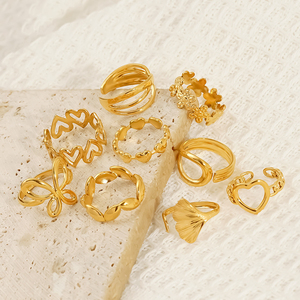 แหวนนิ้วชี้สแตนเลสสตีล 18k ดีไซน์หรูหรา ประดับเพชรทรงหัวใจสีพีชหวานๆ รูปทรงเม็ดถั่ว ทองคำ แหวนรูปหัวใจคู่รักสำหรับผู้หญิง - Product Image 1