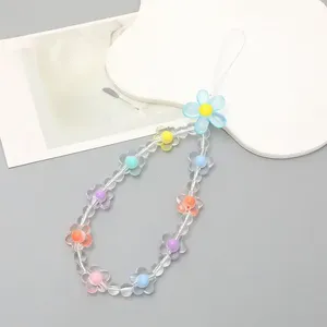 สายคล้องโทรศัพท์ลายดอกไม้พร้อมจี้หลากสีสำหรับเคสมือถือ สายคล้องข้อมือ - Product Image 3