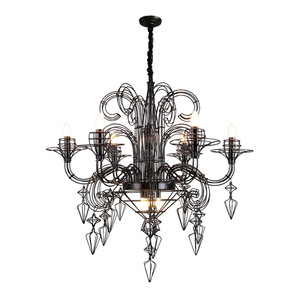 Bougie de style rétro français Hepburn, lustre de salon, lampe noire de villa, escalier baroque, éclairage de salle à manger au plafond - Product Image 5