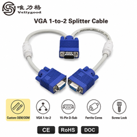 Câble VGA plaqué or 3+6, 1 entrée 2 sorties, gaine PVC, blindage tressé pour moniteur d'ordinateur, projecteur