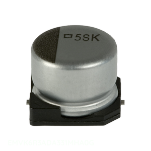 Distribuidor Autorizado de Condensadores de Aluminio SMD de 330 uF, 20%, 6.3V, EMVK6R3ADA331MHA0G - Product Image 1