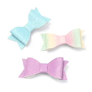 3 teile/satz Großhandel benutzer definierte elegante Retro süße Glitter Doppel Schwalben schwanz Bogen schillernd für Baby Mädchen Haarnadel