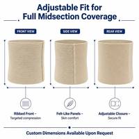 Ceinture abdominale beige avec panneau frontal côtelé à double texture et panneaux latéraux lisses effet feutre