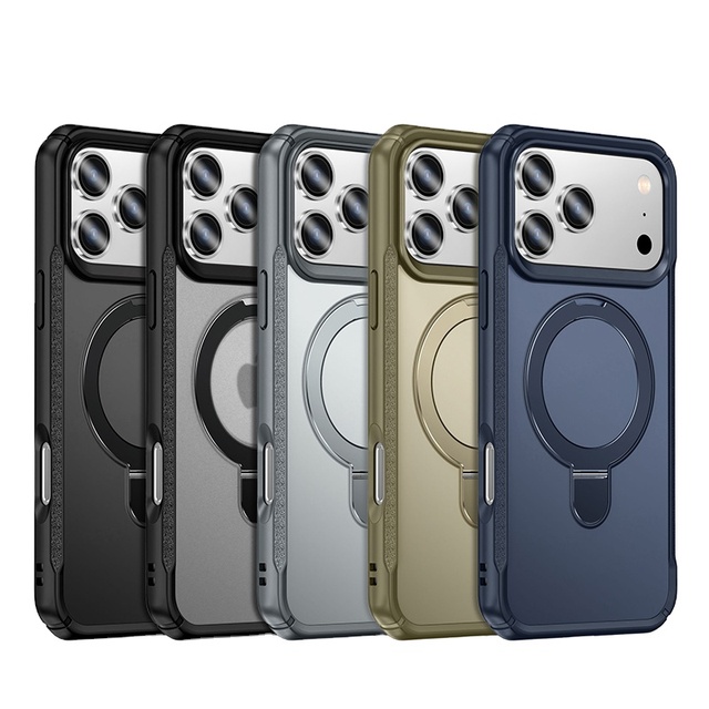 Kickstand Magnetic Wireless Charging Phone case for iPhone 17 16 15 Pro Max Pc Phone Accessories for iPhone 14 13 12