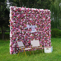DKB Panneau Mural Floral en Soie de Haute Qualité, Mur de Fleurs Artificielles Rose 5D Sur Mesure pour Décoration de Mariage et Fond de Scène