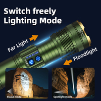 Linterna de Emergencia con Zoom Telescópico, Láser Tricolor, Banco de Energía Recargable, Súper Brillante, Linterna LED de Aleación de Aluminio para Exteriores