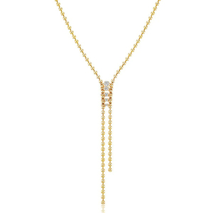 Gemnel Gemini Bolo Y cola gota collar de tenis vaquera Mujer joyería elegante 2mm cadena con cuentas circón Y borla collares - Product Image 1