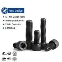 Vis à tête cylindrique Torx de sécurité DIN912, grade 12.9, M3 M4 M5, filetage UNC, haute résistance, antivol, en alliage/acier au carbone, boulon noir