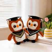 Peluche Hibou Personnalisée pour la Remise des Diplômes, Vente en Gros, Fabricant OEM ODM, Peluche Hibou Douce Rembourrée avec Toque de Remise des Diplômes, Cadeau de Remise des Diplômes Personnalisé