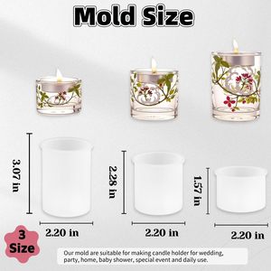 Moldes de Silicona para Portavelas de 3 Tamaños: Pilar, Cilindro, Votivo. Perfecto para resina epoxi, hormigón o manualidades con velas. - Product Image 5