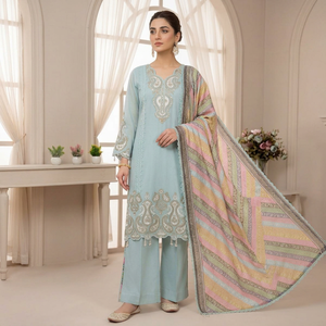 Embroidered <b>Star</b> Georgette Quick Dry Straight Kurta Pant Set Women Printed Dupatta Pakistani Suit Ethnic Party Wedding <b>Outfit</b> - Product Image 1