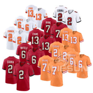 2026 新款坦帕湾刺绣美式橄榄球球衣 2 Egbuka 13 # 埃文斯7 # 欧文6 # 梅菲尔德12号 # 威廉姆斯缝制球衣 - Product Image 1