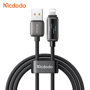Cáp sạc nhanh USB Mcdodo 525 3A, cáp dữ liệu điện thoại, vỏ kim loại, bện, đèn LED hiển thị tốc độ sạc dành cho iPhone - Product Image 1
