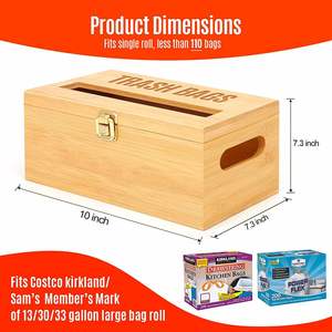 Dispensador de Bolsas de Basura de Bambú de Alta Calidad, Organizador de Bolsas de Basura, Soporte para Rollos de Bolsas de Basura para Cocina - Product Image 2