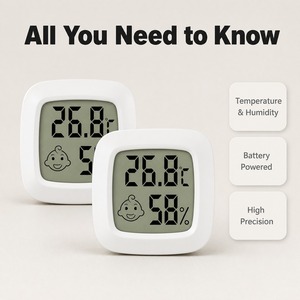 เครื่องวัดอุณหภูมิและความชื้นดิจิตอล LCD สำหรับใช้ในบ้าน <span class=keywords><strong>CHUHAI</strong></span> รุ่นมินิ ความแม่นยำ 0.2 องศาเซลเซียส ใช้พลังงานจากแบตเตอรี่ (วัสดุพลาสติก) - Product Image 4